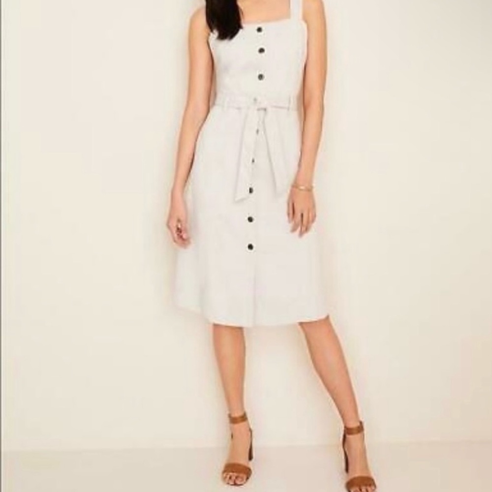Ann Taylor Button-Down Square Neck Midi Dress Size 12